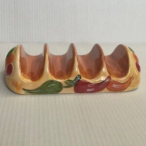 Vintage Hand-Painted Ceramic Taco Holder